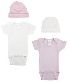 Girls 6 Piece Layette Set (Color: White/Pink, size: Newborn)