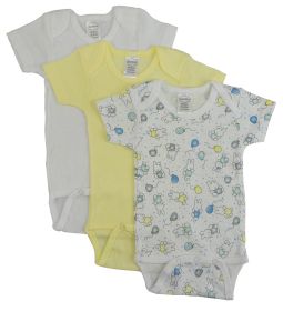 Girls Printed Short Sleeve Variety Pack (Color: White/Yellow/Print, size: medium)
