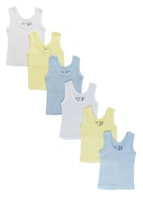 Boys Six Pack Pastel Tank Top (Color: Blue/Yellow/White, size: Newborn)