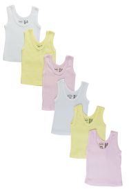 Girls Six Pack Pastel Tank Top (Color: Pink/Yellow/White, size: Newborn)