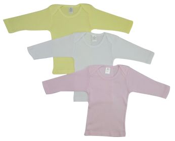Girls Pastel Variety Long Sleeve Lap T-shirts (Color: Pink/Yellow/White, size: Newborn)