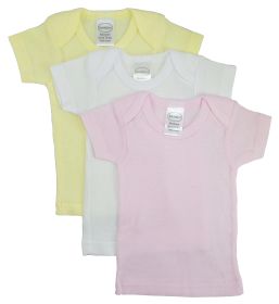 Girls Pastel Variety Short Sleeve Lap T-shirts - 3 Pack (Color: Pink/Yellow/White, size: medium)