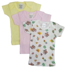 Girls Printed Short Sleeve Variety Pack (Color: PinkWhite/Print, size: large)