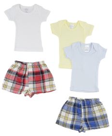Infant Boys T-Shirts and Boxer Shorts (Color: White/Blue, size: large)