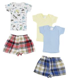 Infant Girls T-Shirts and Boxer Shorts (Color: White/Blue, size: large)