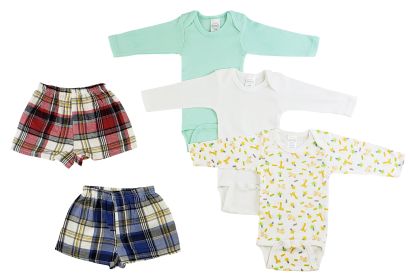 Infant Boys Long Sleeve Onezies and Boxer Shorts (Color: White/Yellow, size: large)