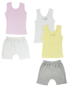 Girls Tank Tops and Shorts (Color: White/Grey, size: small)