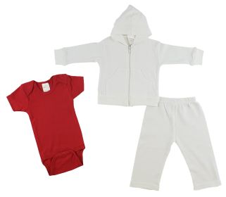 Infant Sweatshirt, Onezie and Pants - 3 pc Set (Color: Red/White, size: large)