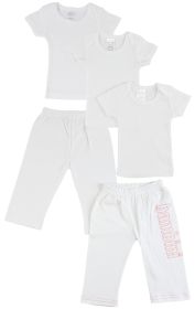 Infant T-Shirts and Track Sweatpants (Color: White/Pink, size: large)