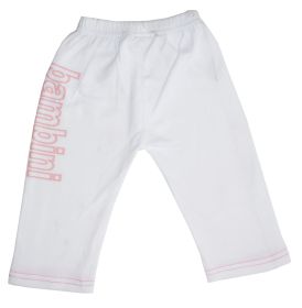 Girls White Pants with Print (Color: White, size: small)
