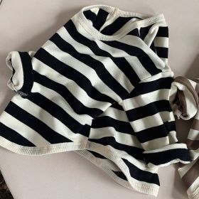 Children's Stripe Casual Fashion Top (Option: Black-80cm)