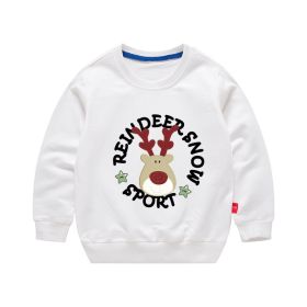 Children's Sweater Korean Style Sweatshirt Boys' Round Neck (Option: White-100cm)
