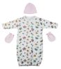 Gown, Cap and Mittens - 3 pc Set