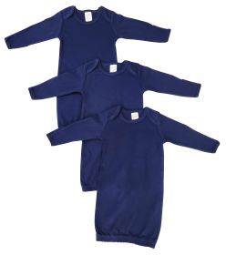 Unisex Newborn Baby 3 Piece Gown Set (Color: Navy, size: Newborn)