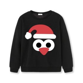 Cute Cartoon Christmas Hat Printed Children's Hoodie (Option: Black-80cm)