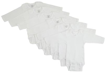 Long Sleeve White Onezie 6 Pack (Color: White, size: small)