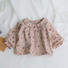Baby Girl 1pcs Ditsy Flower Graphic Doll Neck Long Sleeves Shirt Baby Blouses (Color: Pink, Size/Age: 100 (2-3Y))