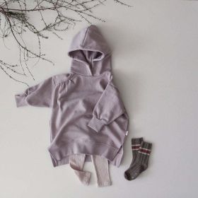 Baby Solid Color Long Sleeves Korean Style Cotton Hoodies (Color: Purple, Size/Age: 90 (12-24M))