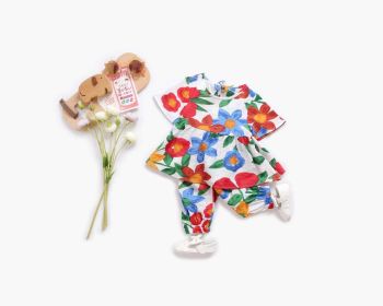 Baby Girl Floral Print O-Neck T-Shirt Combo Trousers 2-Pieces Sets (Color: White, Size/Age: 100 (2-3Y))