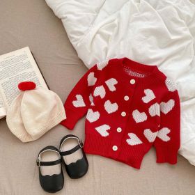 Baby Girl Heart Pattern Knit Onesies or Quality Cardigan (Color: White, Size/Age: 66 (3-6M))