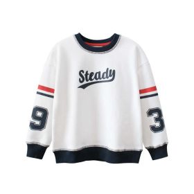 Children Slogan Print Pattern Korean Style Velvet Warm Hoodie (Color: White, Size/Age: 130 (7-8Y))