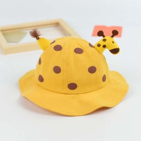 Baby Solid Color Animal Print Design Sunshade Bucket Hats (Color: Yellow, Size/Age: S (1-3Y))