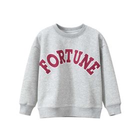 Children Letter Print Pattern Unisex Long Sleeve Hoodies In Autumn (Color: Grey, Size/Age: 130 (7-8Y))