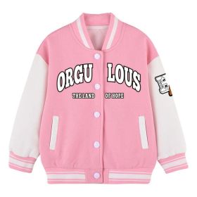 Baby Print Pattern Fashion Loose Casual Jacket In Autumn Outfit (Color: Pink, Size/Age: 120 (5-7Y))