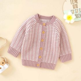 Baby Solid Color Single Breasted Design Knitted Cardigan (Color: Pink, Size/Age: 100 (2-3Y))