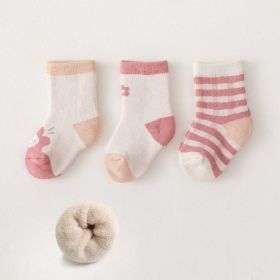 Baby Cartoon Print Pattern Thickened Soft Cotton Socks (Color: Pink, Size/Age: S (6-12M))