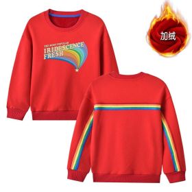 Baby Rainbow Print Pattern Pullover Long Sleeve Hoodies (Color: Red, Size/Age: 130 (7-8Y))