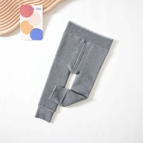 Baby Solid Color Thickened One-Piece Fleece Leggings With Foot & Tights (Color: Silver, Size/Age: M (2-4Y))
