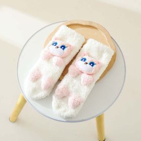 Baby Cartoon Animal Graphic Thermal Plush Design Long Tube Socks (Color: White, Size/Age: (0-8Y))