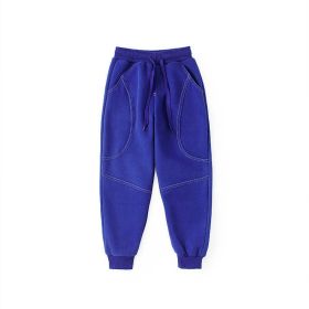 Baby Boy Solid Color Quality Fashion Thermal Thickened Pants (Color: Blue, Size/Age: 150 (10-12Y))