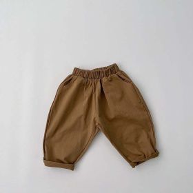 Baby Simply Style Solid Color Loose Spring Pants (Color: Khaki, Size/Age: 90 (12-24M))