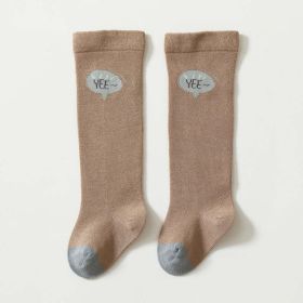 Baby Cartoon Embroidered Pattern Mid-Tube Design Korean Style Socks (Color: Coffee, Size/Age: S (6-12M))