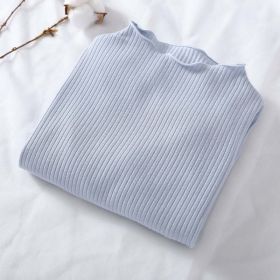 Baby Solid Color Wooden Ear Design Long Sleeve Cheap Tops Shirt (Color: Blue, Size/Age: 90 (12-24M))