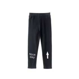 Baby Girl Letter Print Pattern Soft Cotton Quality Autumn Leggings (Color: Black, Size/Age: 150 (10-12Y))