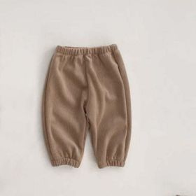 Baby Solid Color Fleece Thermal Lantern Pants In Autumn Winter (Color: Brown, Size/Age: 80 (9-12M))