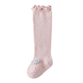 Baby Cartoon Design Coral Fleece Wooden Ear Thickened Long Tube Socks (Color: Pink, Size/Age: M (1-3Y))