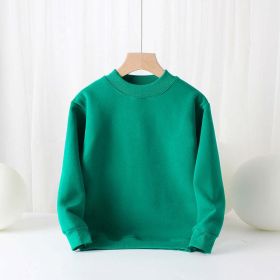 Baby Solid Color Thickened Autumn Basic Hoodies (Color: Green, Size/Age: 130 (7-8Y))