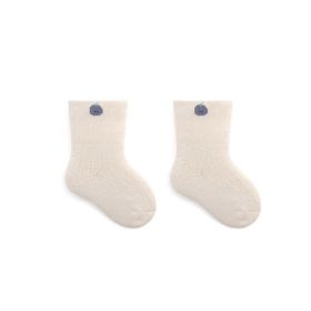 Baby Embroidered Pattern Thickened Warm Mid Tube Socks (Color: Beige, Size/Age: M (1-3Y))