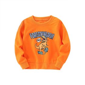 Baby Boy Cartoon Dinosaur Print Pattern Long Sleeve Quality Cute Hoodies (Color: Orange, Size/Age: 100 (2-3Y))