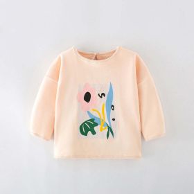 Baby Girl Floral Print Pattern Pullover Soft Cotton Tops (Color: Apricot, Size/Age: 90 (12-24M))