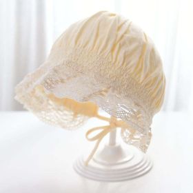 Baby Solid Color Ruffle Design Sunshade Princess Bucket Hats (Color: Yellow, Size/Age: S (0-1Y))