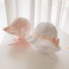 Baby Embroidered Pattern Solid Color Sunshade Hats With Bow Decoration